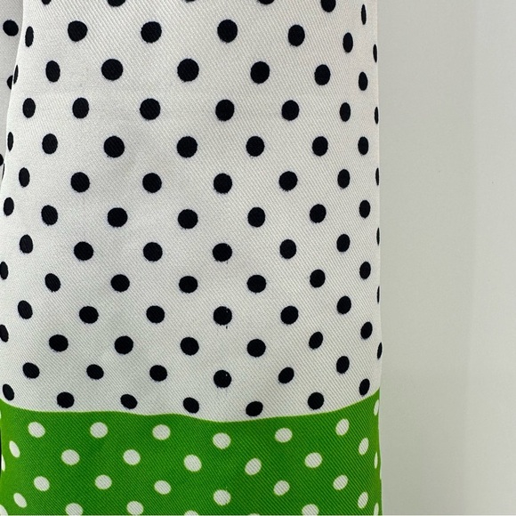 Schiaparelli by Glentex Small Scarf Neckerchief White Green Polka Dots - Picture 5 of 7